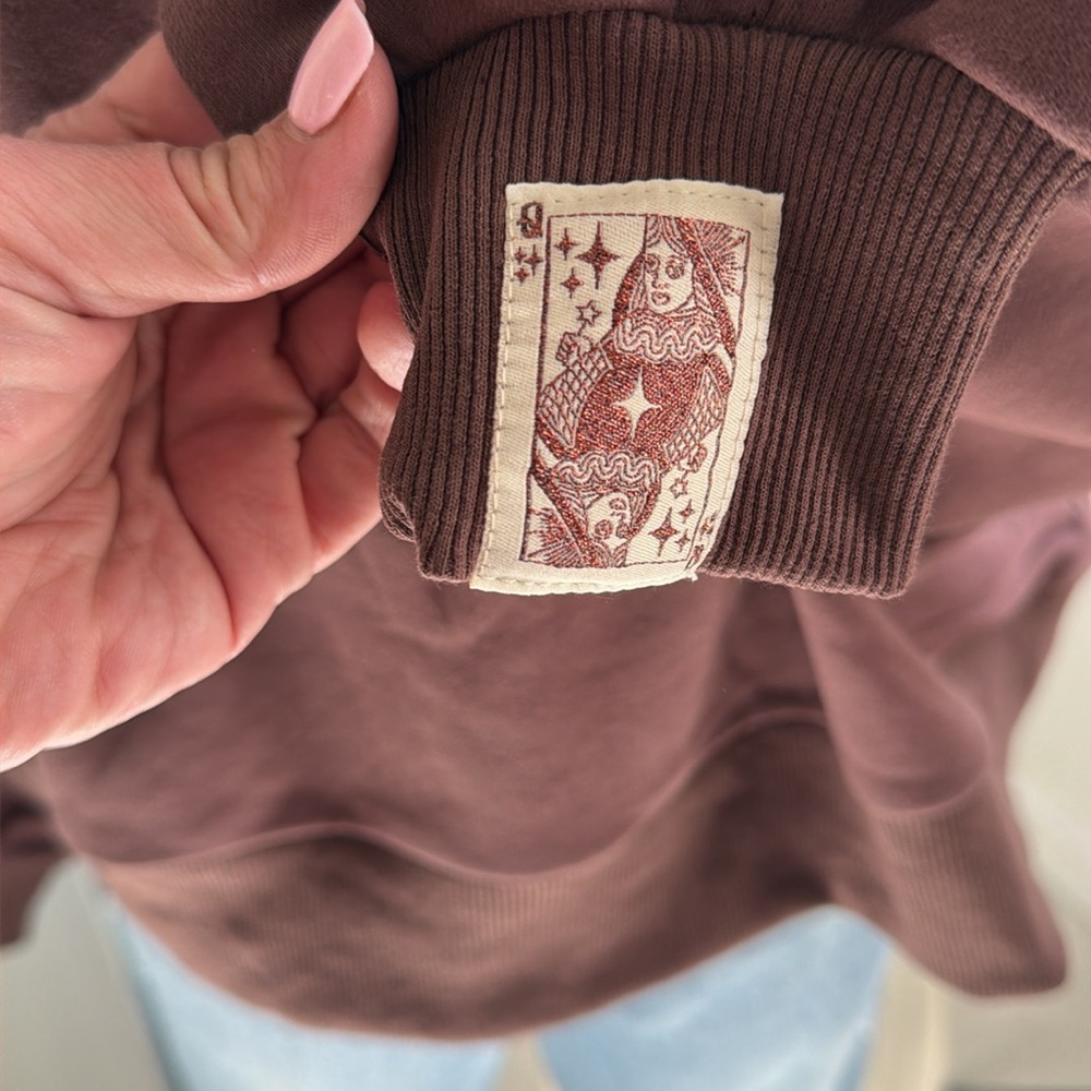 NEW Queen Of Sparkles-Brown & Pink Jeweled Necklace Sweatshirt - Picture 3 of 4